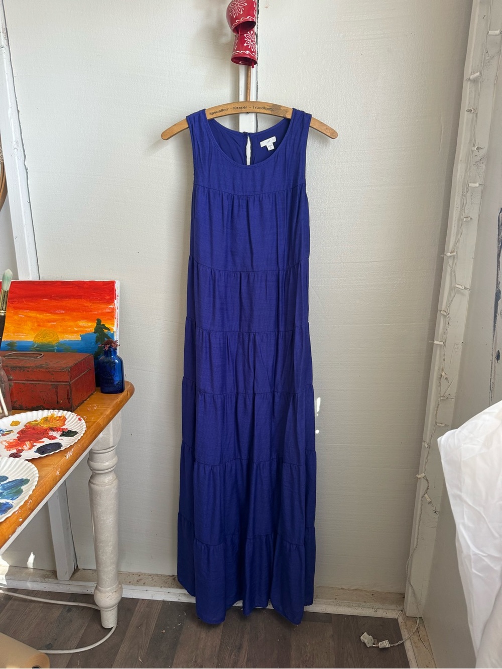 J Jill Sleeveless Tiered Maxi Dress in Deep Blue